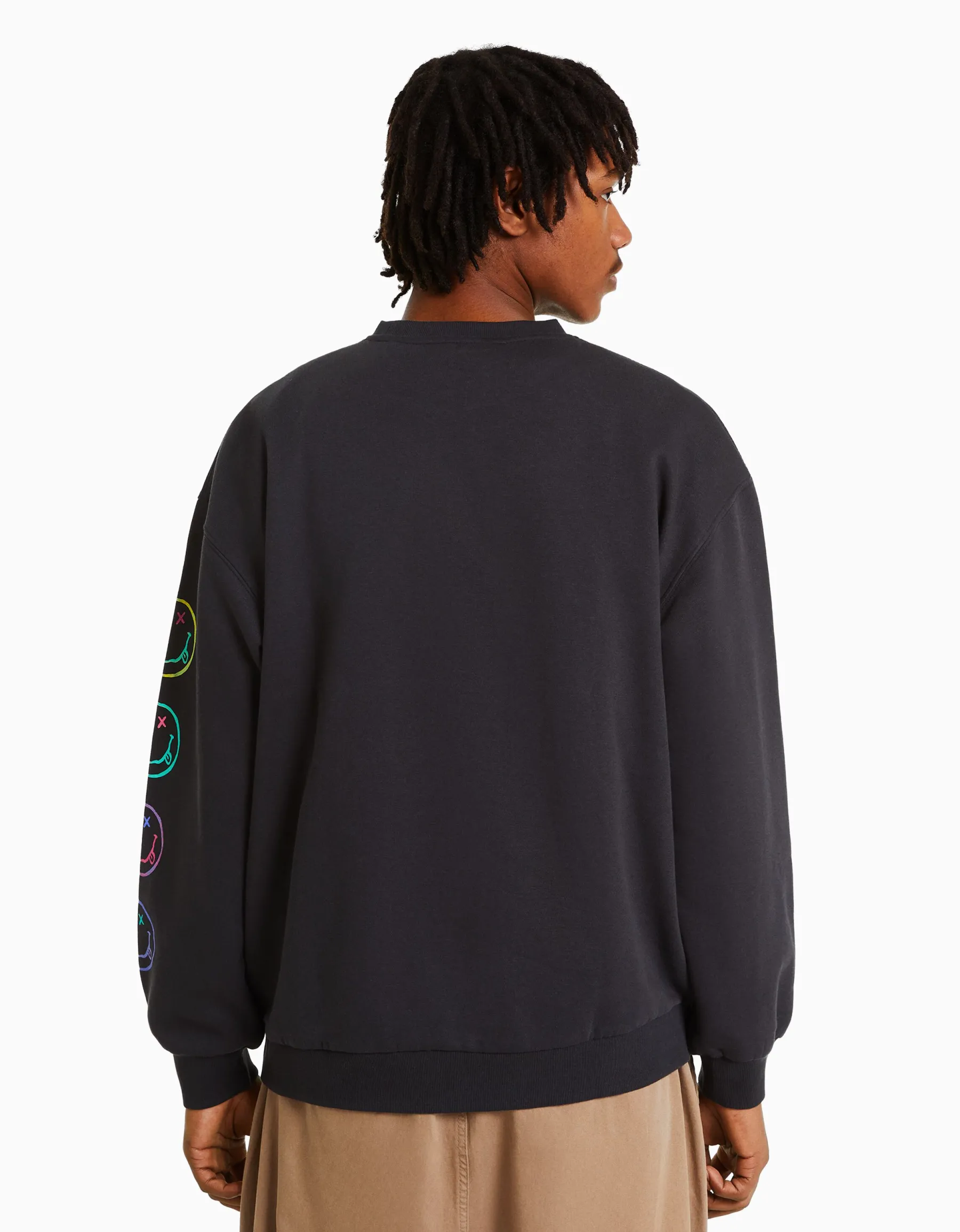 BERSHKA Sweat imprimé Nirvana Gris Clearance