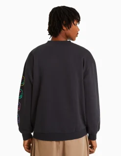 BERSHKA Sweat imprimé Nirvana Gris Store