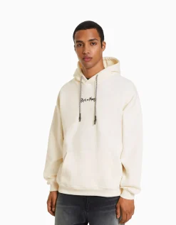 BERSHKA Sweat imprimé Rick et Morty Écru Outlet