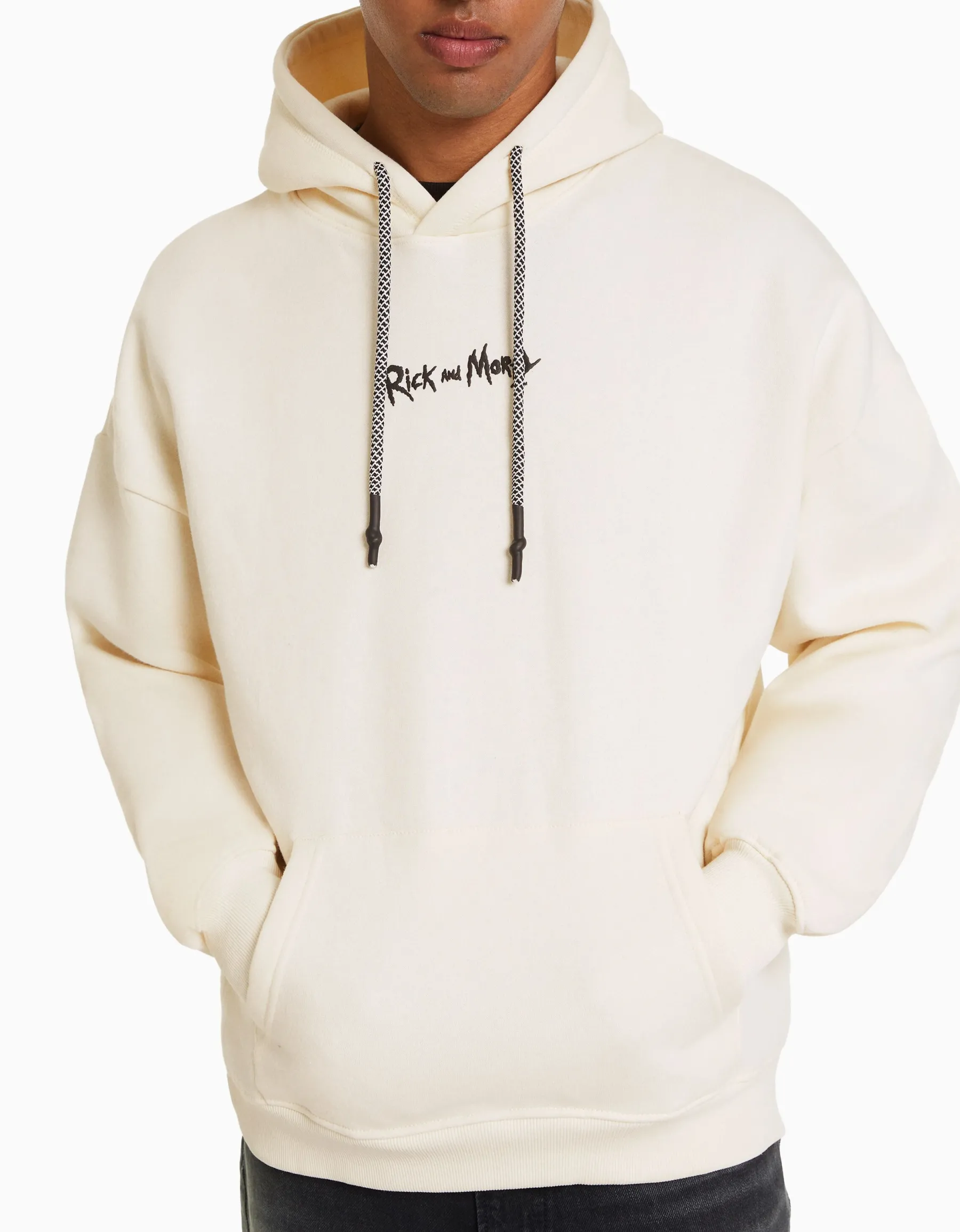 BERSHKA Sweat imprimé Rick et Morty Écru Outlet