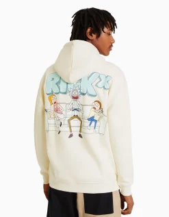 BERSHKA Sweat imprimé Rick et Morty Écru Flash Sale
