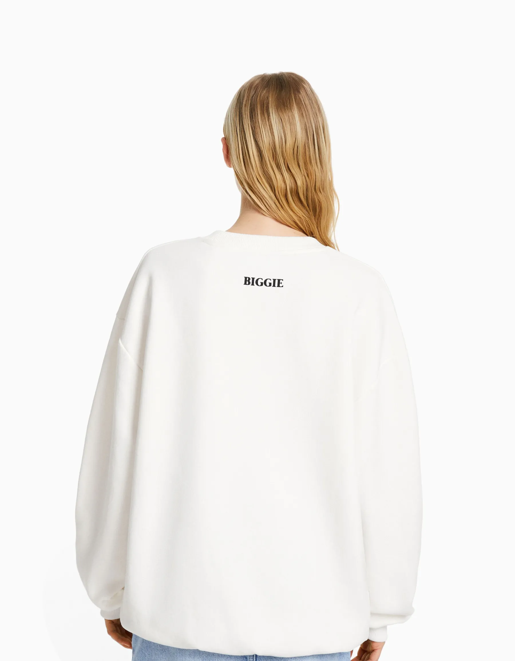 BERSHKA Sweat imprimé The Notorious B.I.G. Blanc Online
