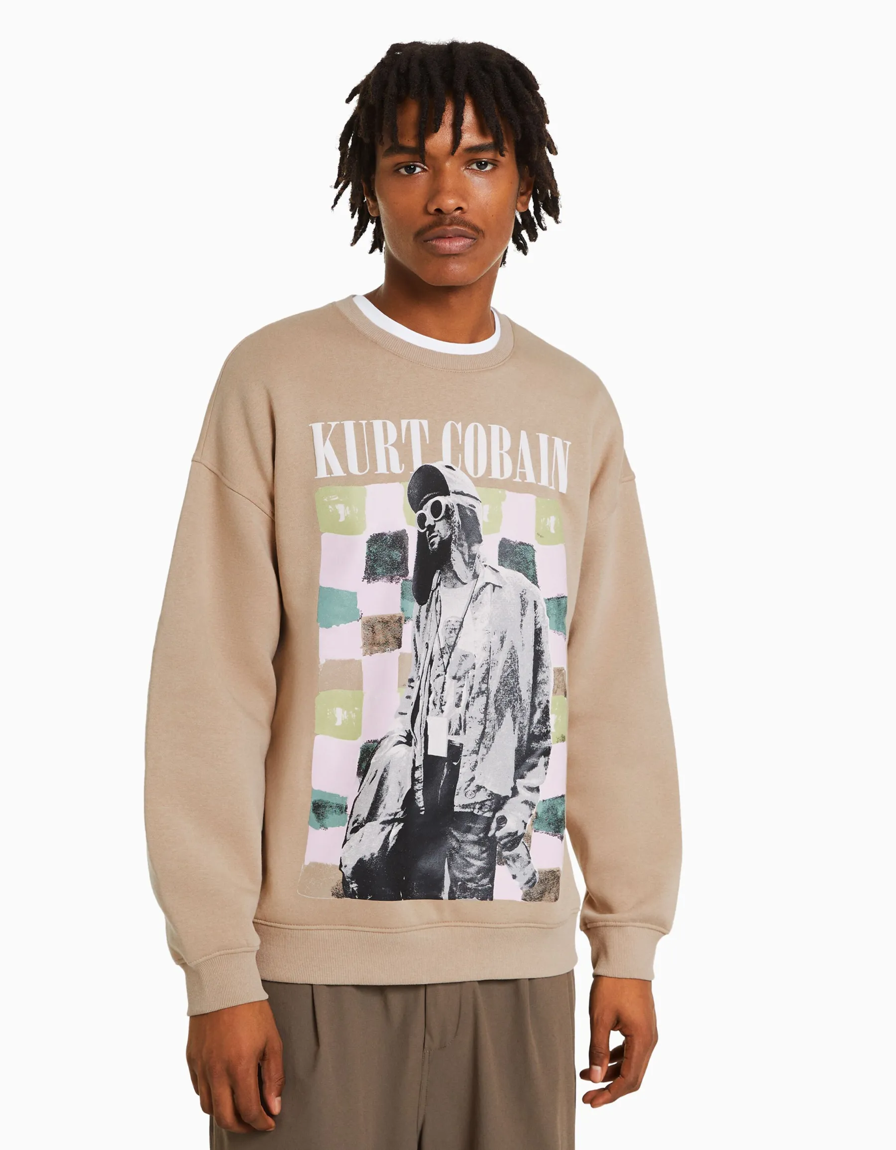 BERSHKA Sweat Kurt Cobain Camel Flash Sale
