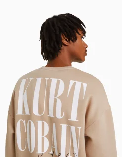 BERSHKA Sweat Kurt Cobain Camel Flash Sale