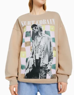 BERSHKA Sweat Kurt Cobain Camel Shop