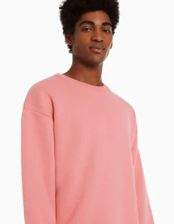 BERSHKA Sweat oversize col rond Noir Fashion