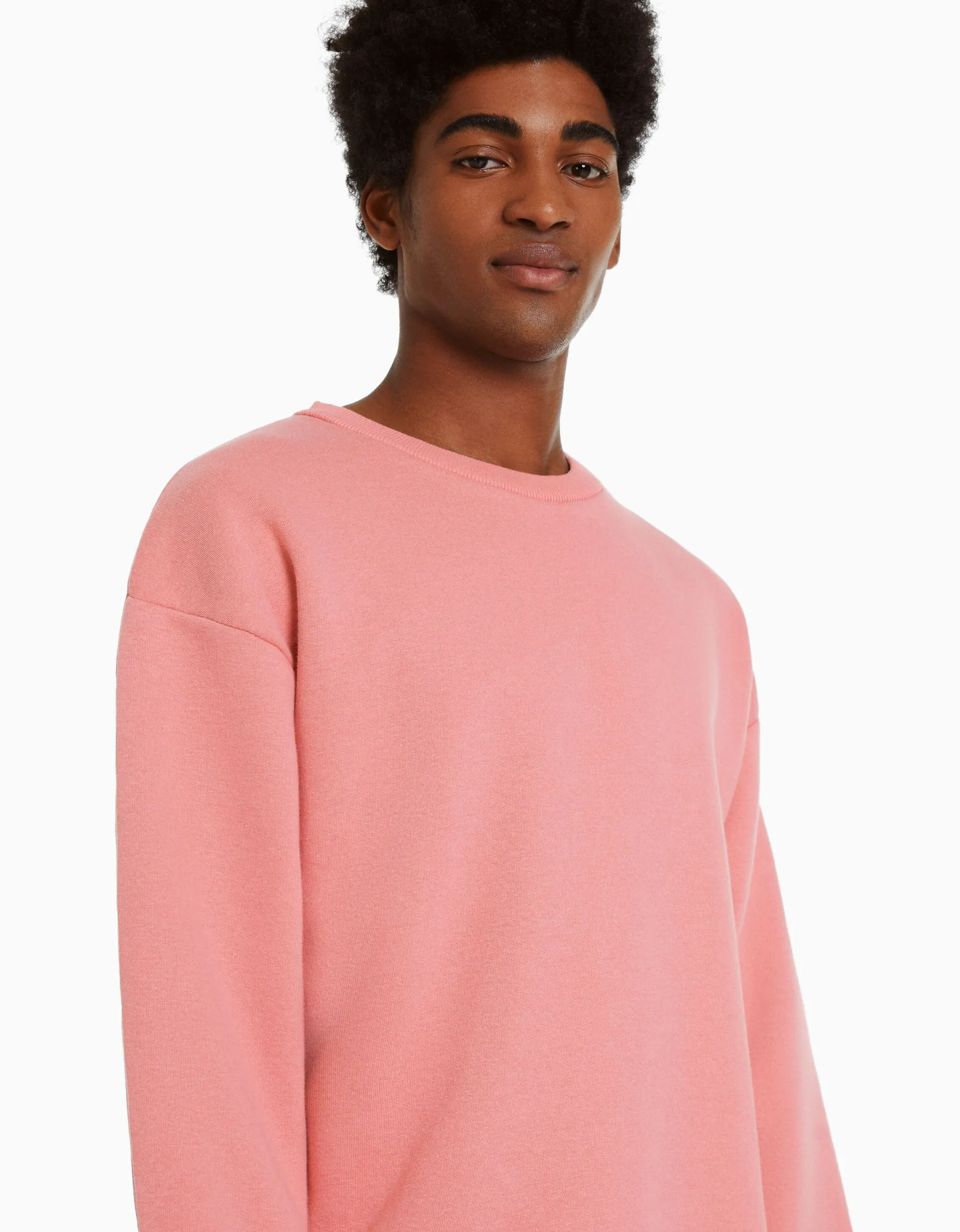 BERSHKA Sweat oversize col rond Noir Fashion
