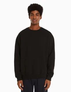 BERSHKA Sweat oversize col rond Noir Clearance