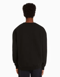 BERSHKA Sweat oversize col rond Noir Clearance