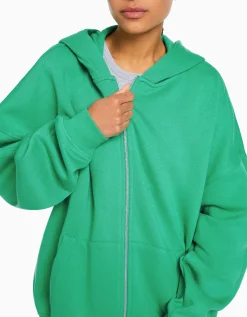 BERSHKA Sweat zippé capuche oversize Vert Online