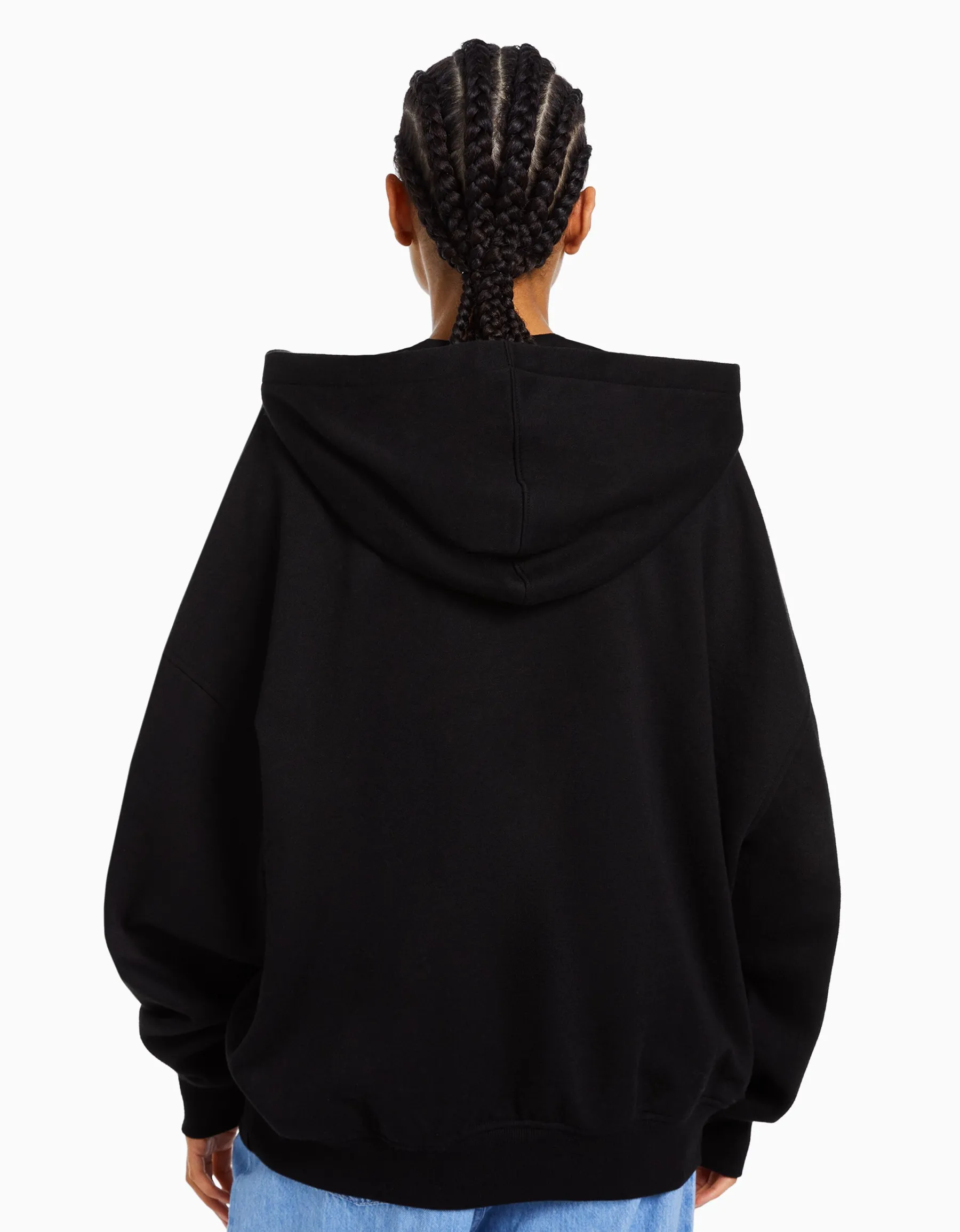 BERSHKA Sweat zippé capuche oversize Noir Online