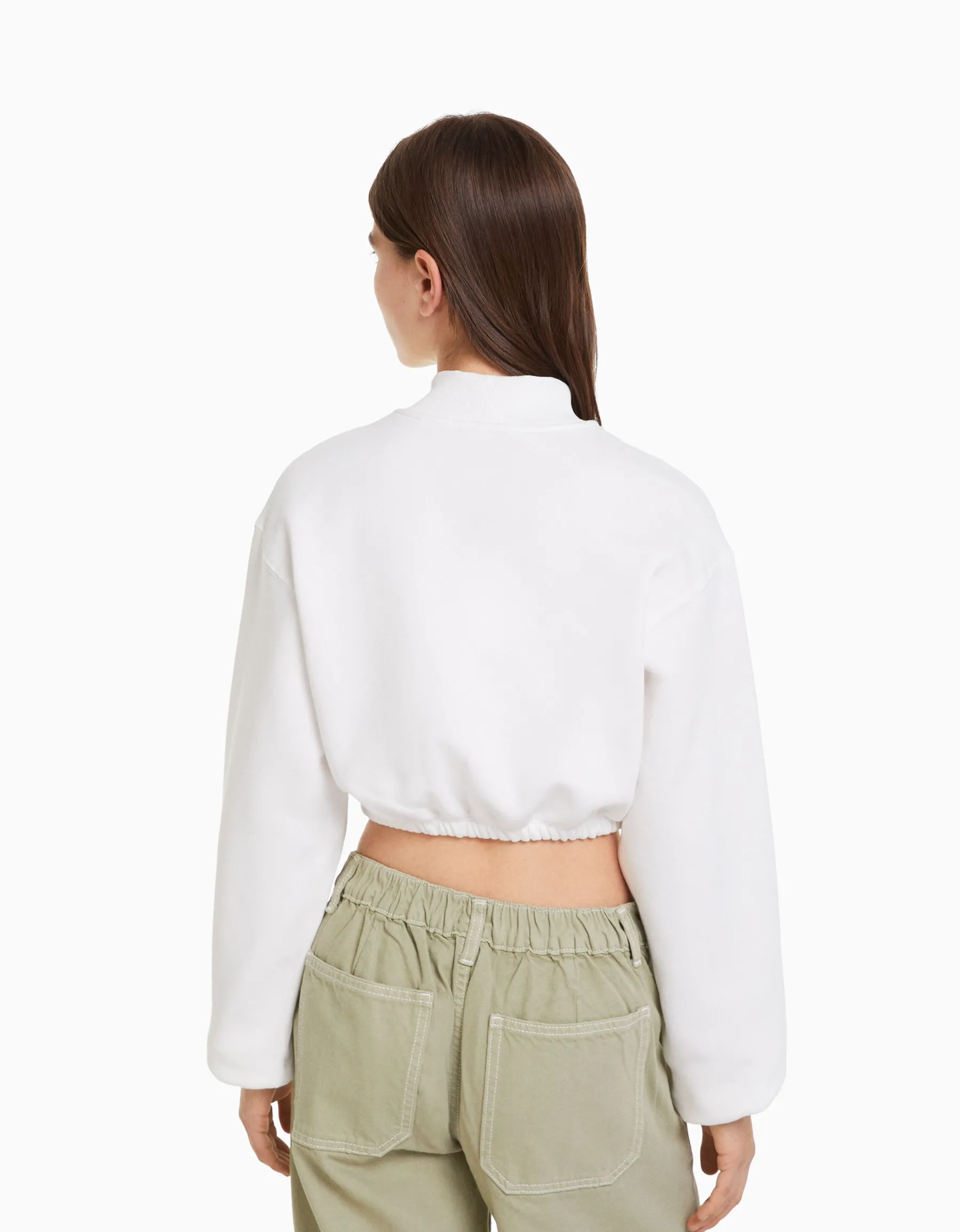 BERSHKA Sweat zippé print Noir Sale