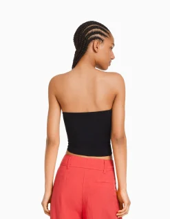 BERSHKA Top bandeau Blanc cassé Flash Sale