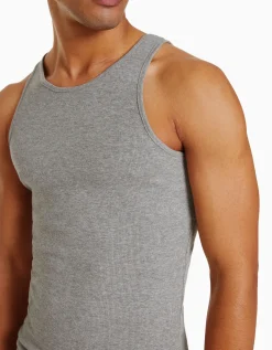BERSHKA Top bretelles bord-côte Gris Shop