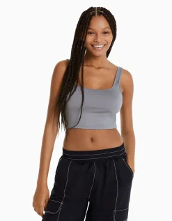 BERSHKA Top bretelles larges Blanc Best Sale