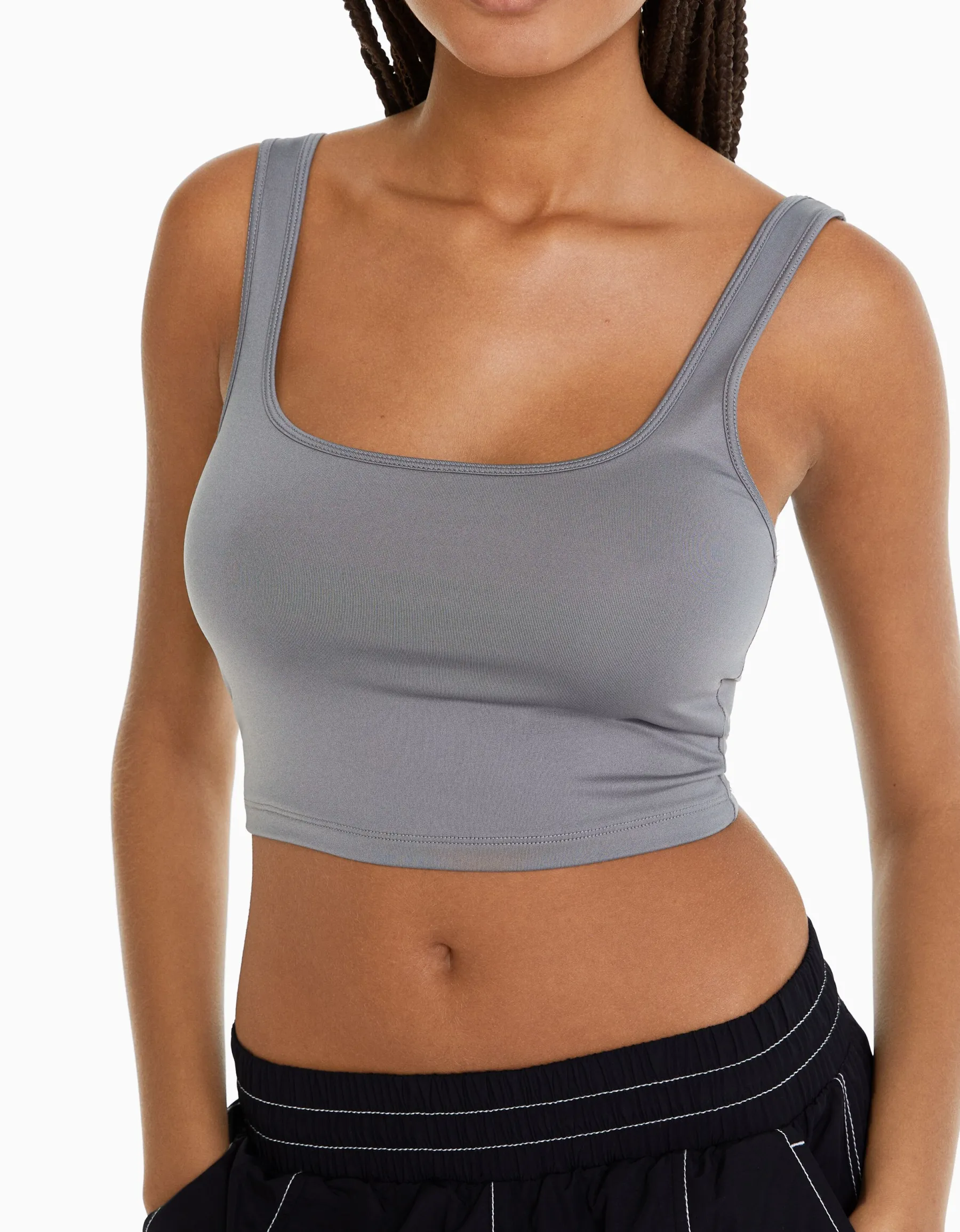 BERSHKA Top bretelles larges Blanc Best Sale