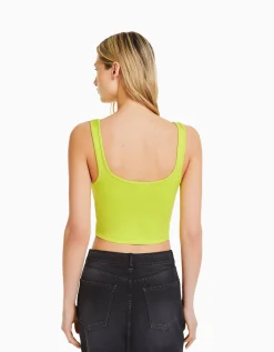 BERSHKA Top bretelles larges Blanc Best