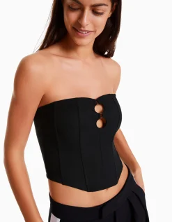 BERSHKA Top corset bandeau Blanc Cheap