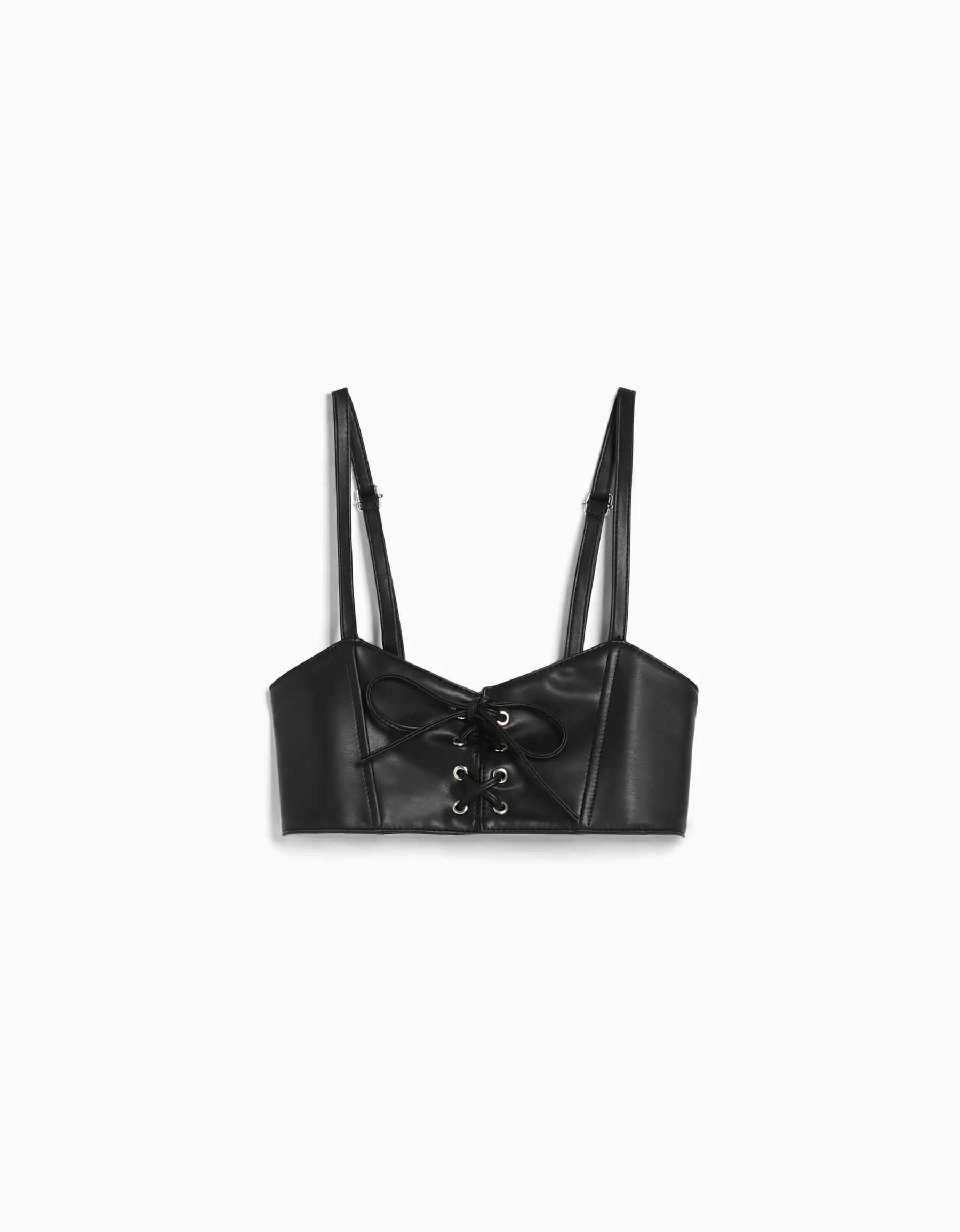 BERSHKA Top corset lacé Noir Sale