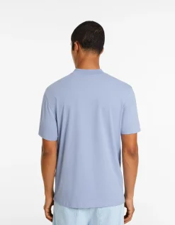 BERSHKA T-shirt à manches courtes et col montant Bleu Store