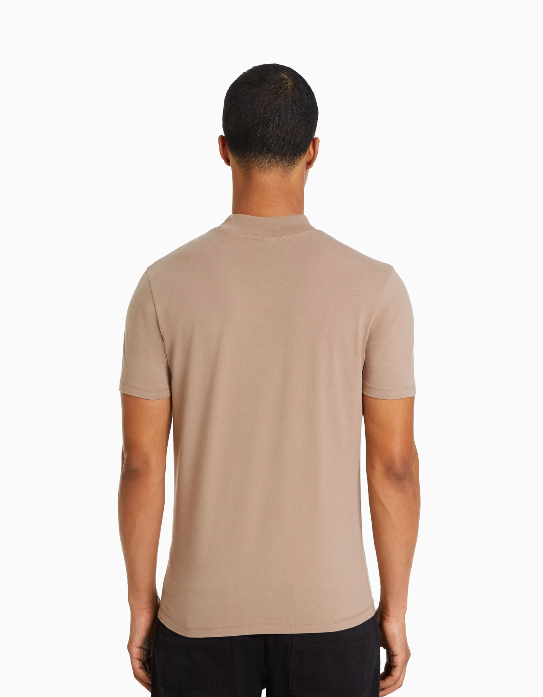 BERSHKA T-shirt à manches courtes et col montant Marron Cheap