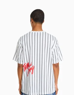 BERSHKA T-shirt manches courtes boxy fit imprimé Tom & Jerry Blanc Outlet