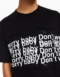BERSHKA T-shirt manches courtes boxy fit empiècements Noir Discount