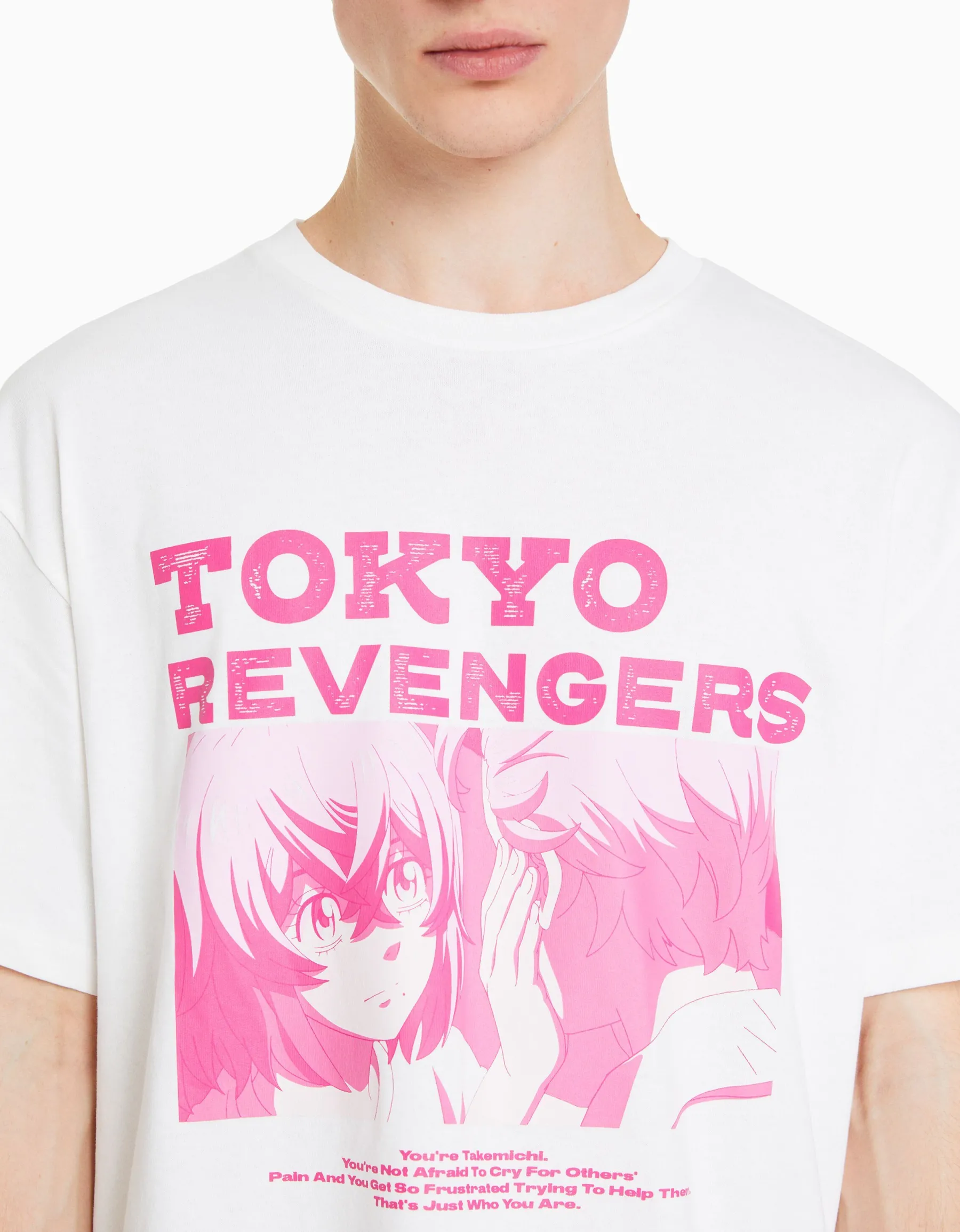 BERSHKA T-shirt manches courtes boxy fit imprimé TOKYO REVENGERS Blanc Shop