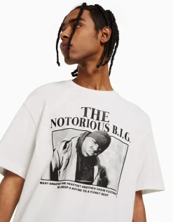 BERSHKA T-shirt manches courtes boxy fit The Notorious B.I.G. Blanc Store