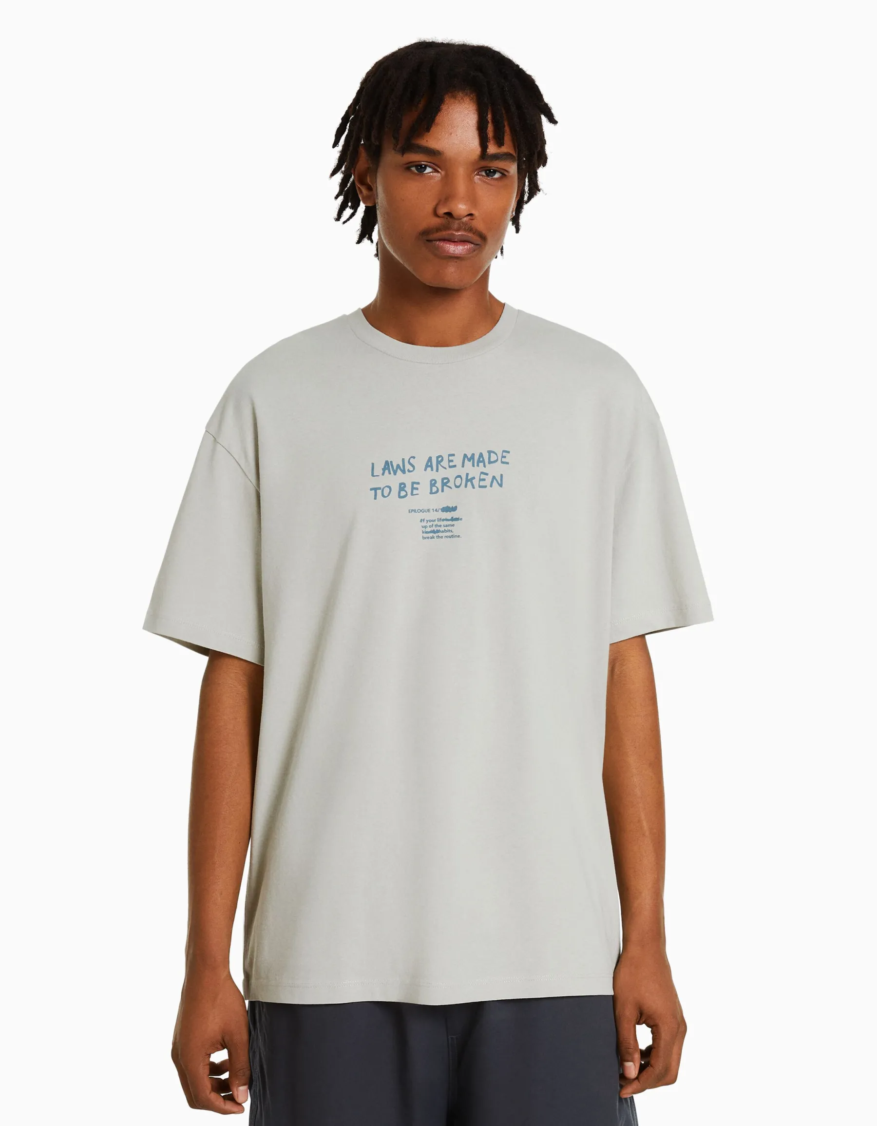 BERSHKA T-shirt manches courtes boxy fit lettering Pierre Online