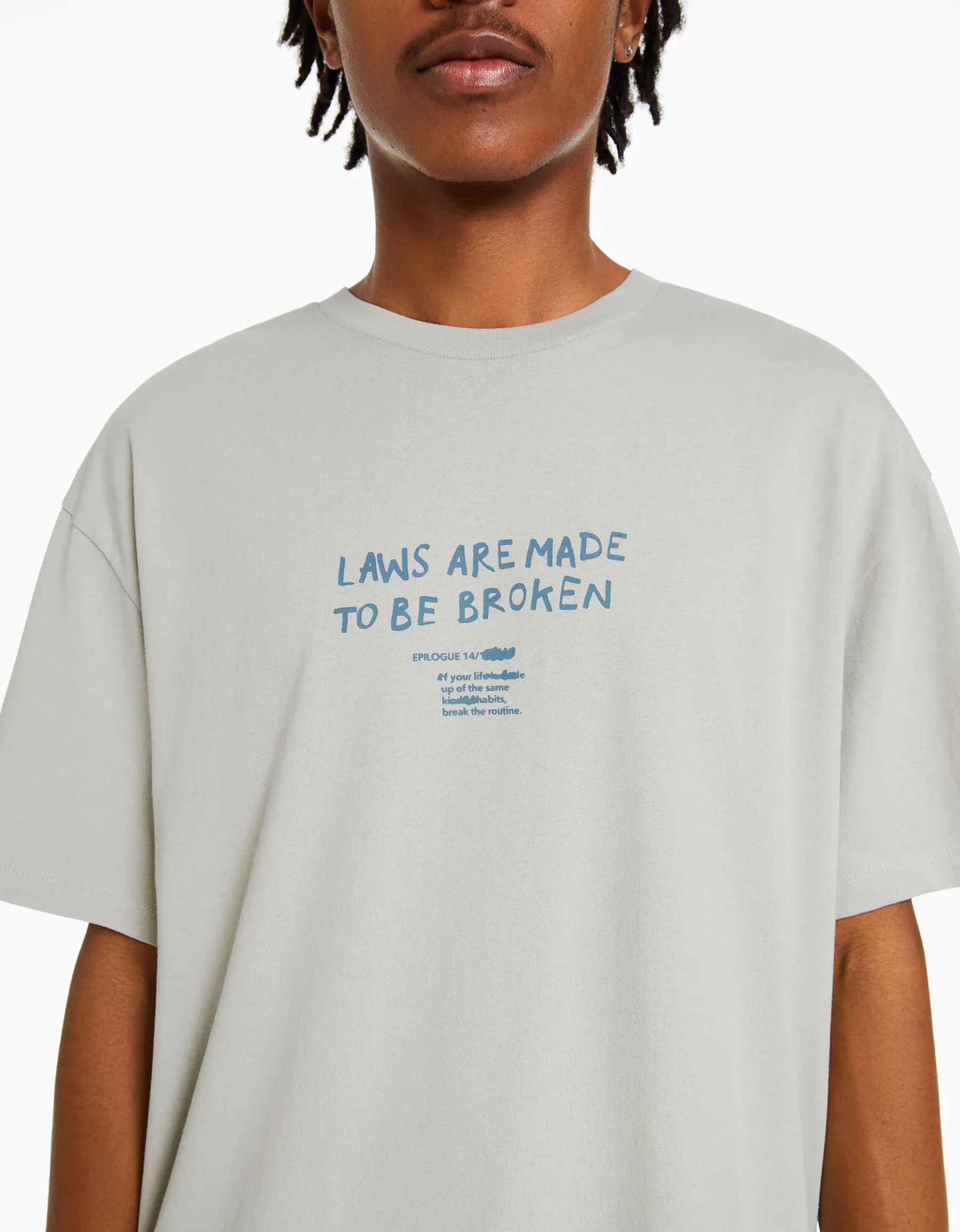 BERSHKA T-shirt manches courtes boxy fit lettering Pierre Online