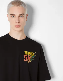 BERSHKA T-shirt manches courtes boxy imprimé racing Camel Online