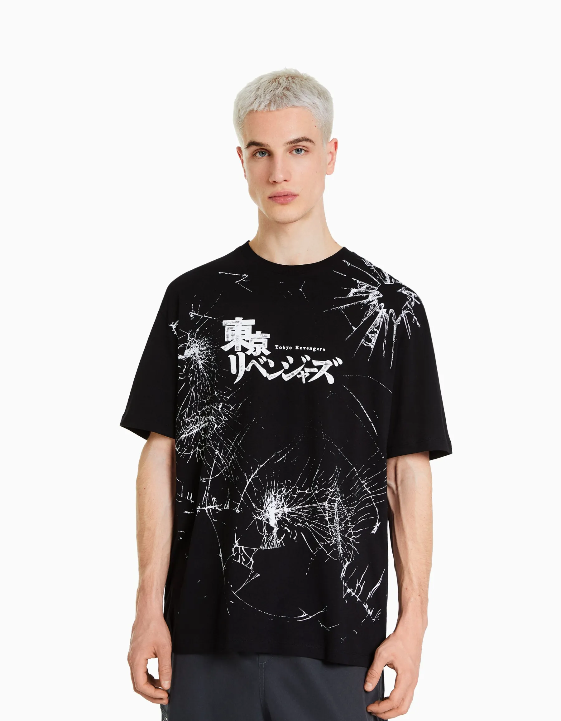BERSHKA T-shirt manches courtes boxy fit TOKYO REVENGERS Noir Sale