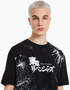 BERSHKA T-shirt manches courtes boxy fit TOKYO REVENGERS Noir Sale