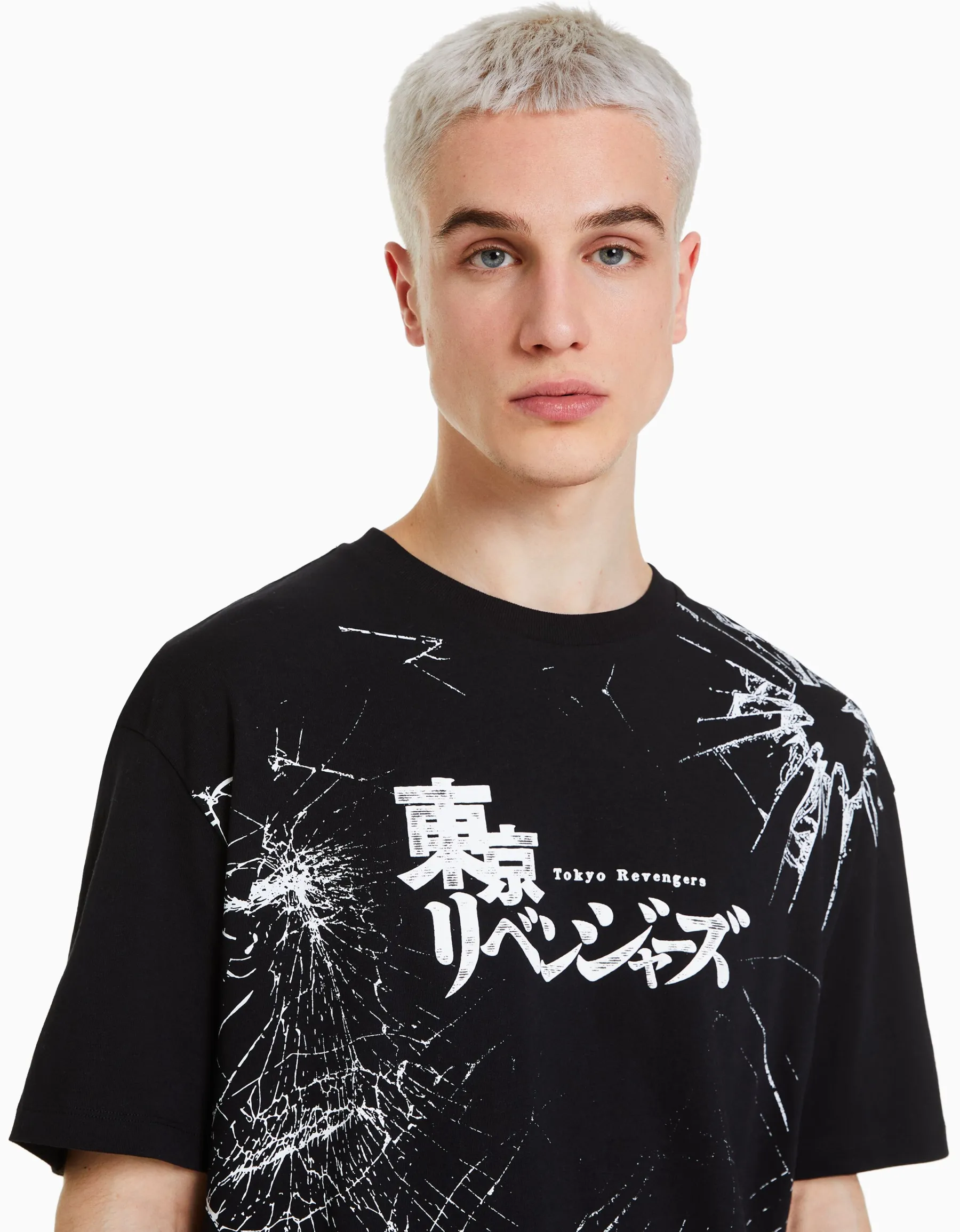 BERSHKA T-shirt manches courtes boxy fit TOKYO REVENGERS Noir Sale