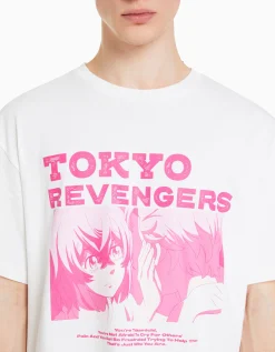 BERSHKA T-shirt manches courtes boxy fit imprimé TOKYO REVENGERS Noir Fashion