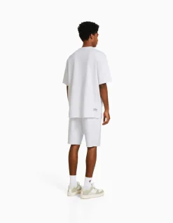 BERSHKA T-shirt manches courtes effet délavé Noir Best