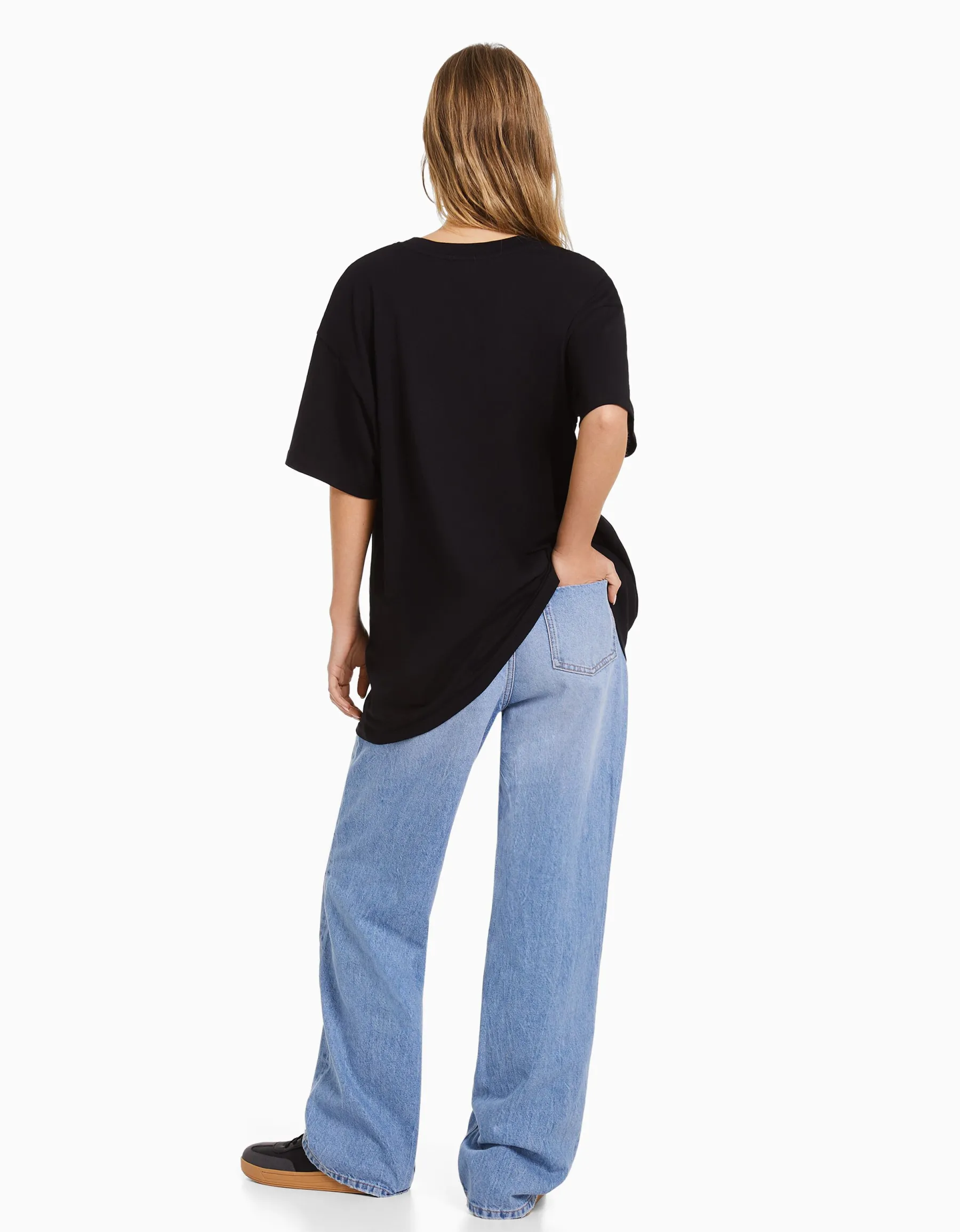 BERSHKA T-shirt manches courtes imprimé Ariana Grande Noir Sale