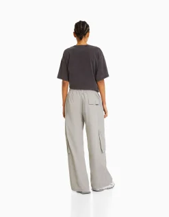 BERSHKA T-shirt manches courtes imprimé Noir Store