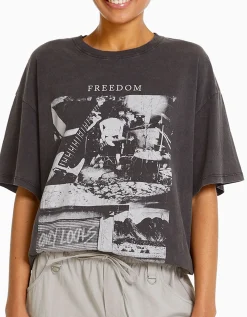 BERSHKA T-shirt manches courtes imprimé Noir Store