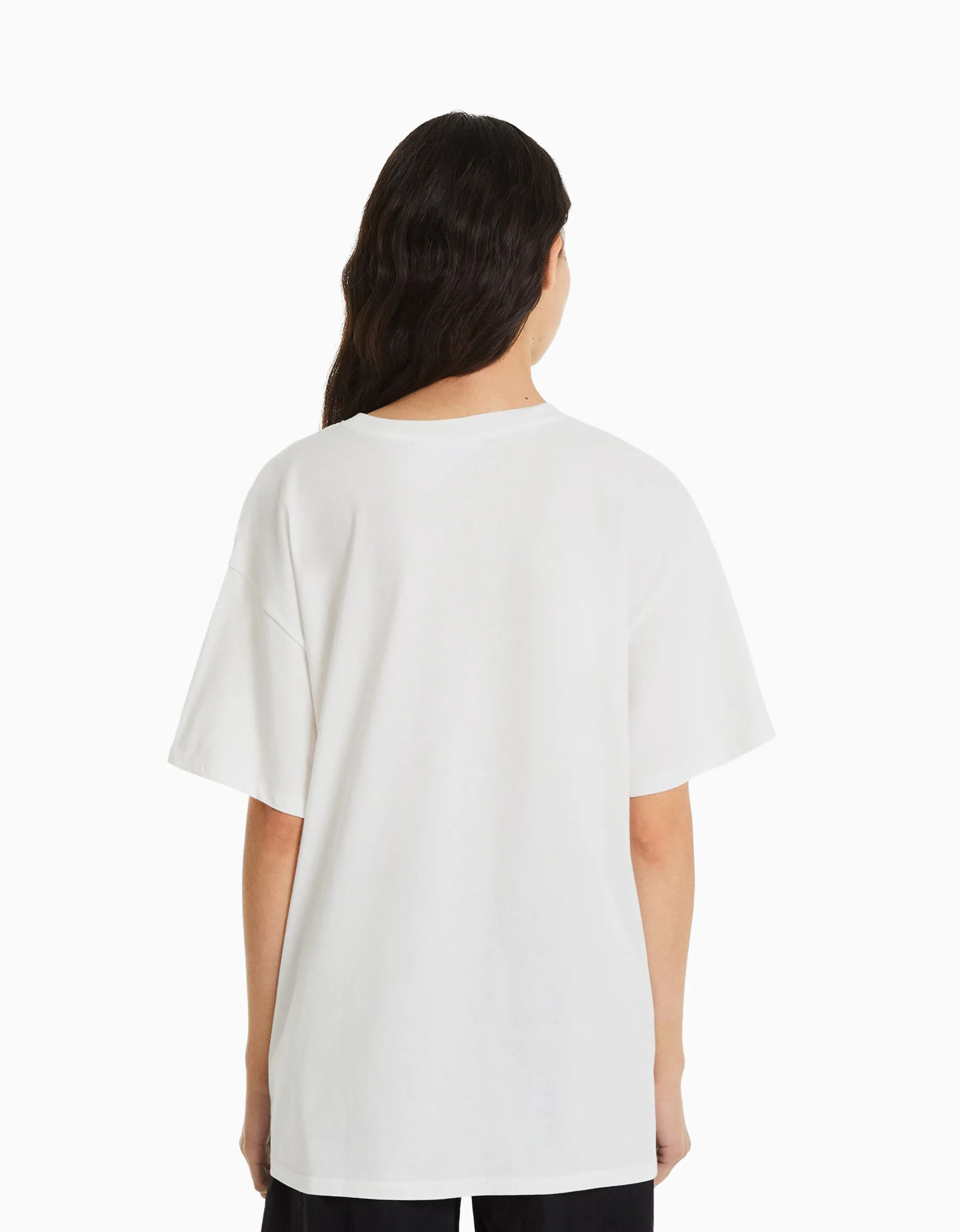 BERSHKA T-shirt manches courtes imprimé Peter Pan Blanc Cheap