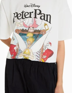 BERSHKA T-shirt manches courtes imprimé Peter Pan Blanc Cheap