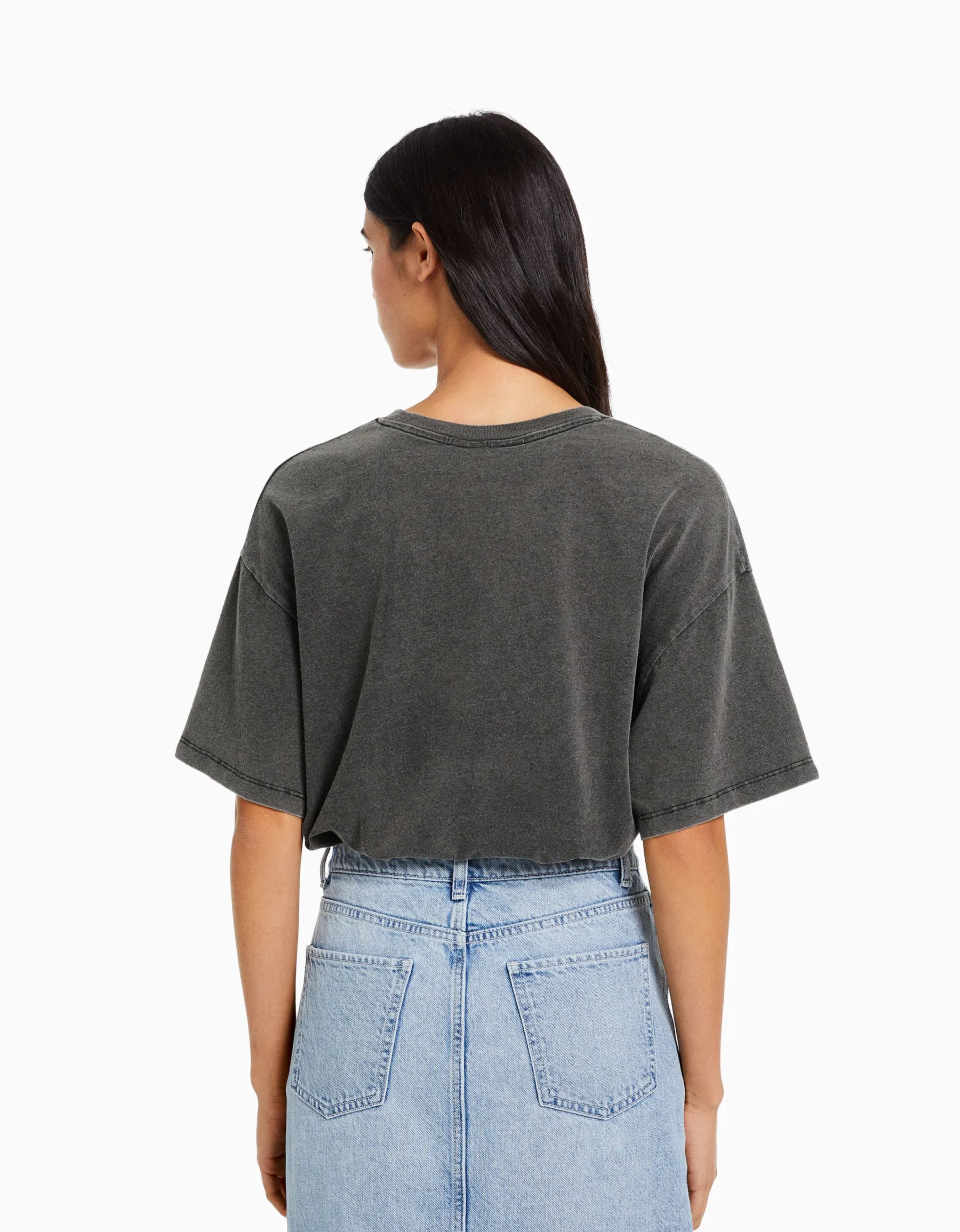 BERSHKA T-shirt manches courtes imprimé Simba Noir Sale