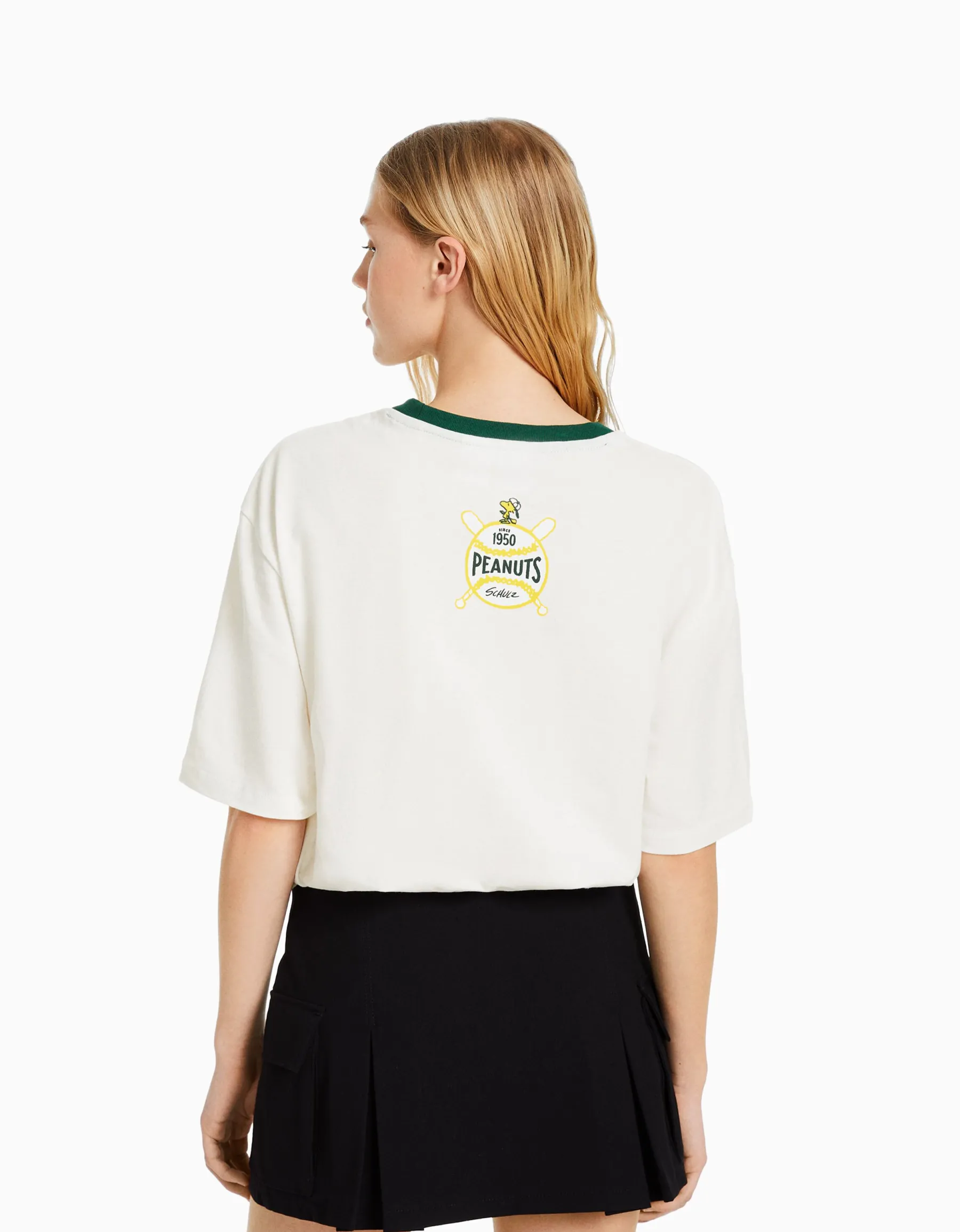 BERSHKA T-shirt manches courtes imprimé Snoopy Blanc Flash Sale