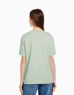 BERSHKA T-shirt manches courtes imprimé Gris Online