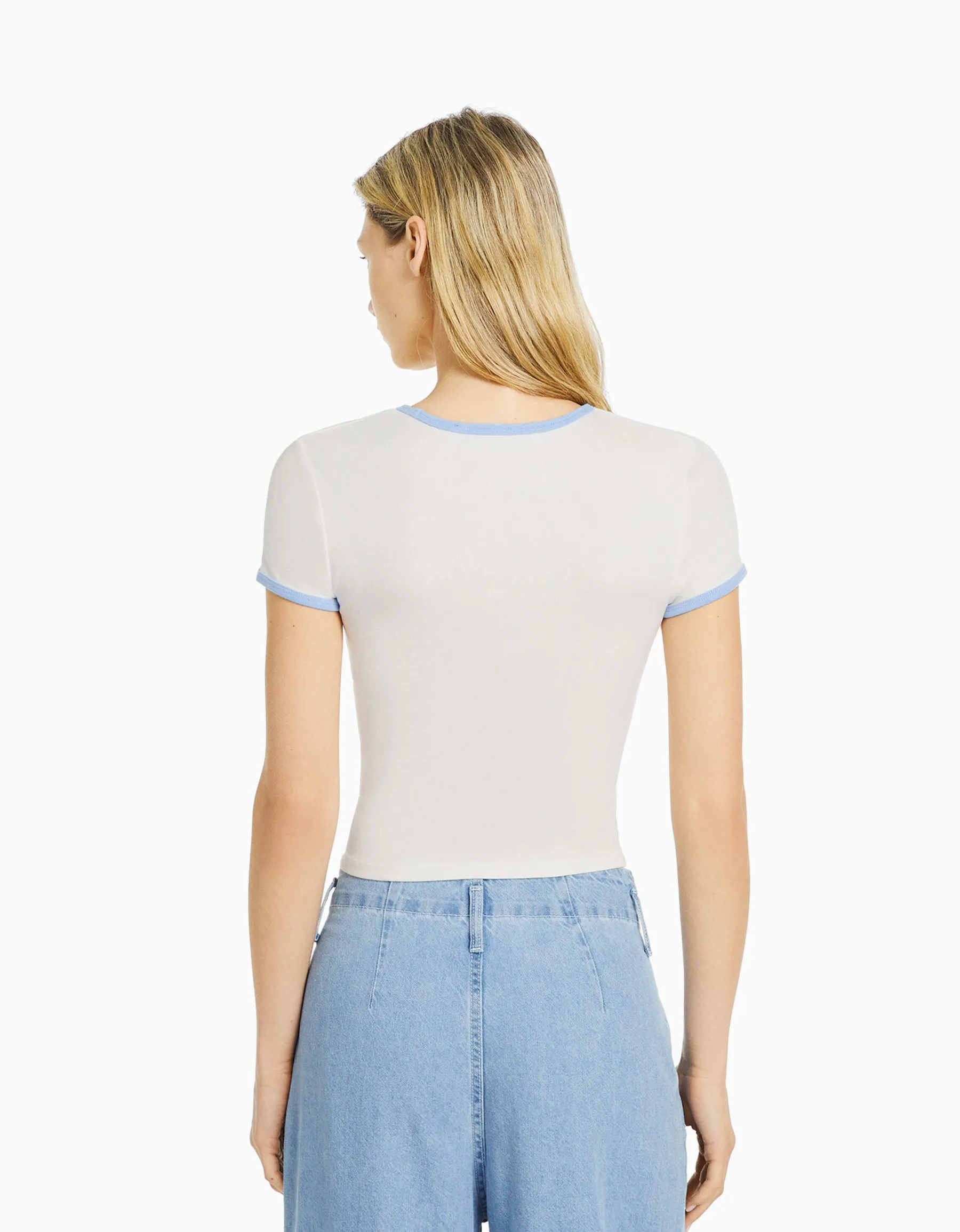 BERSHKA T-shirt manches courtes imprimé Jaune Flash Sale