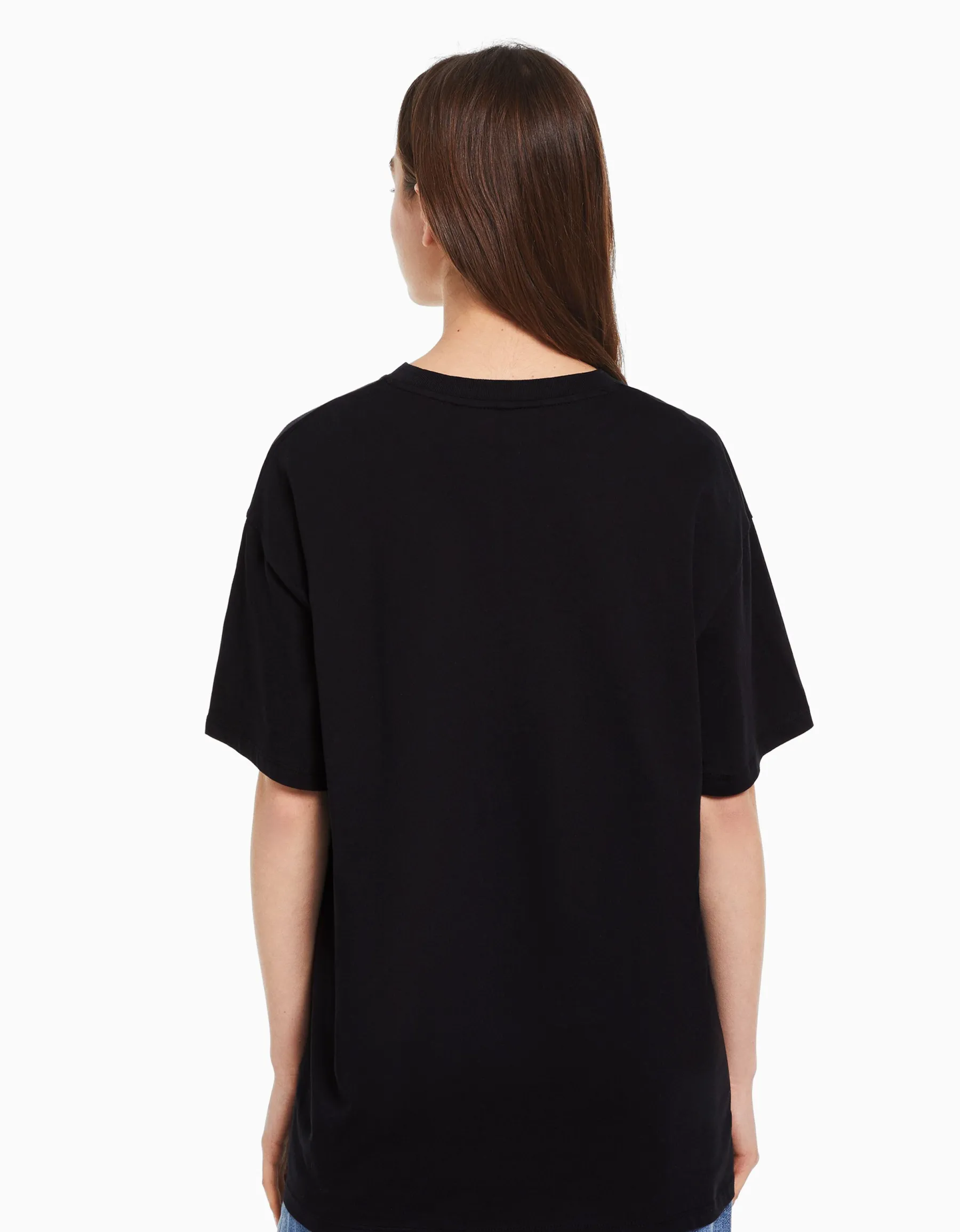 BERSHKA T-shirt manches courtes imprimé Darling in the Franxx Noir Online
