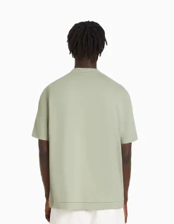 BERSHKA T-shirt manches courtes interlock Kaki Flash Sale