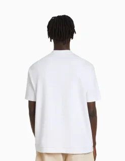 BERSHKA T-shirt manches courtes interlock Blanc Online