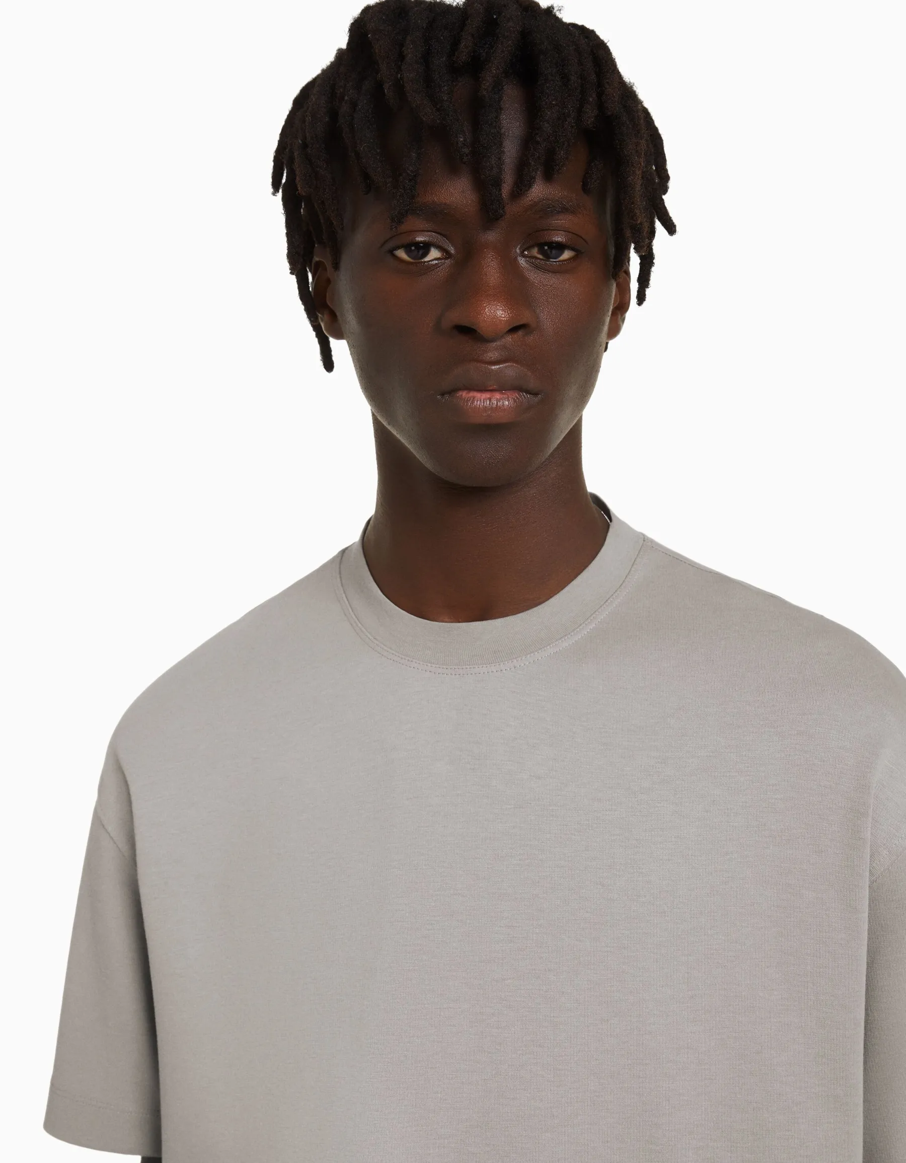 BERSHKA T-shirt manches courtes interlock Gris Online